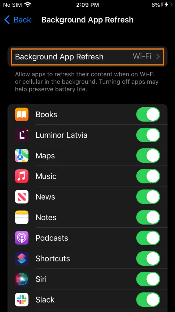 background app refresh settings iphone 2