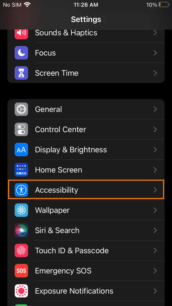 iPhone accessibility settings