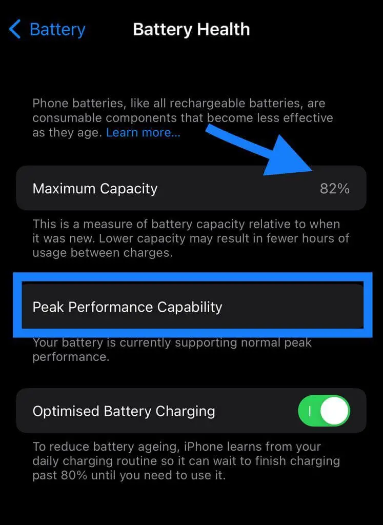 maximum battery capacity iphone