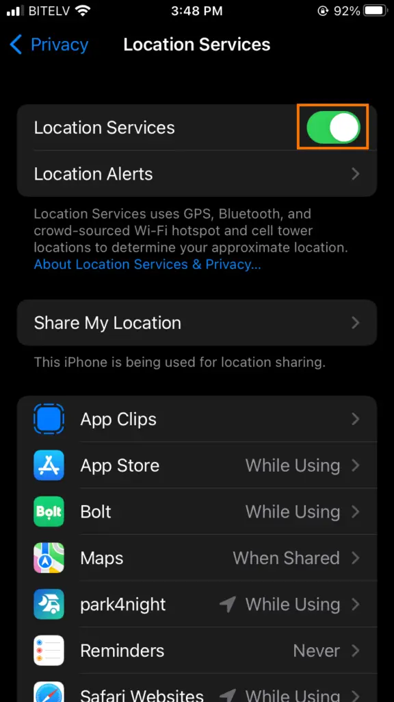 disable location services 3